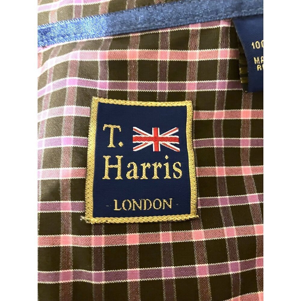 T Harris Striped Button Down Shirt M Poplin Long Sleeve Academia 100% Cotton - Picture 5 of 7
